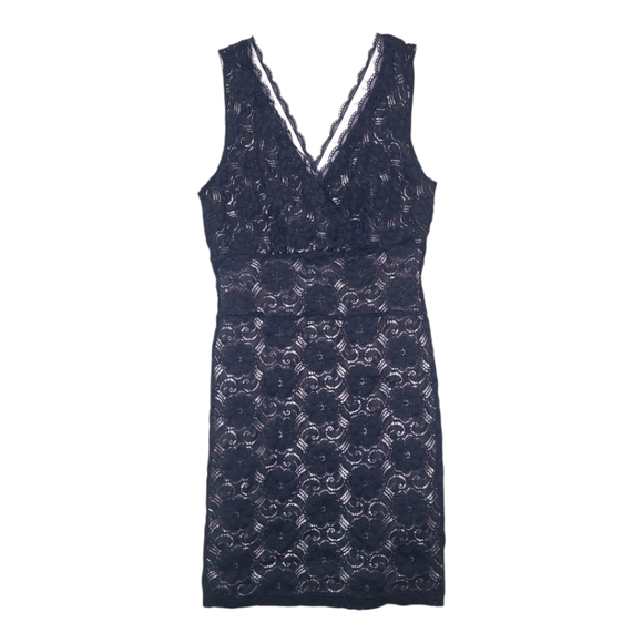 Black Lace V-Neck Mini Dress Size Small - Picture 4 of 14